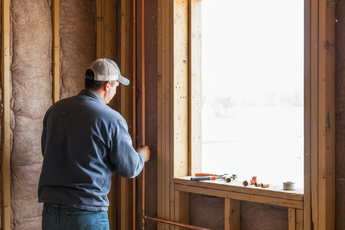 Licensed plumber running new copper supply lines in a Hydetown home