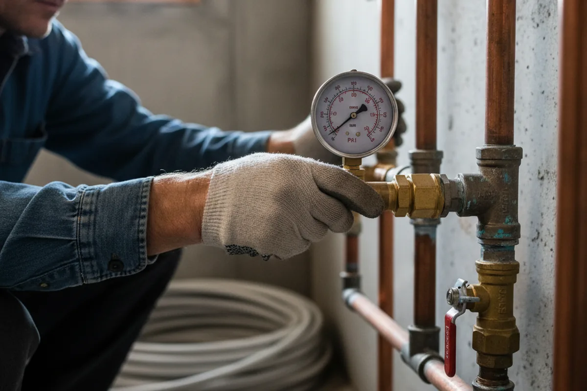 Pressure testing a repaired line during Water Line Repair in Hydetown